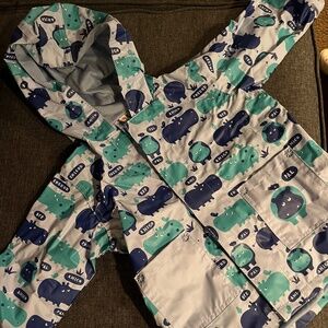 Baby raincoat - magnetic close, hippo print